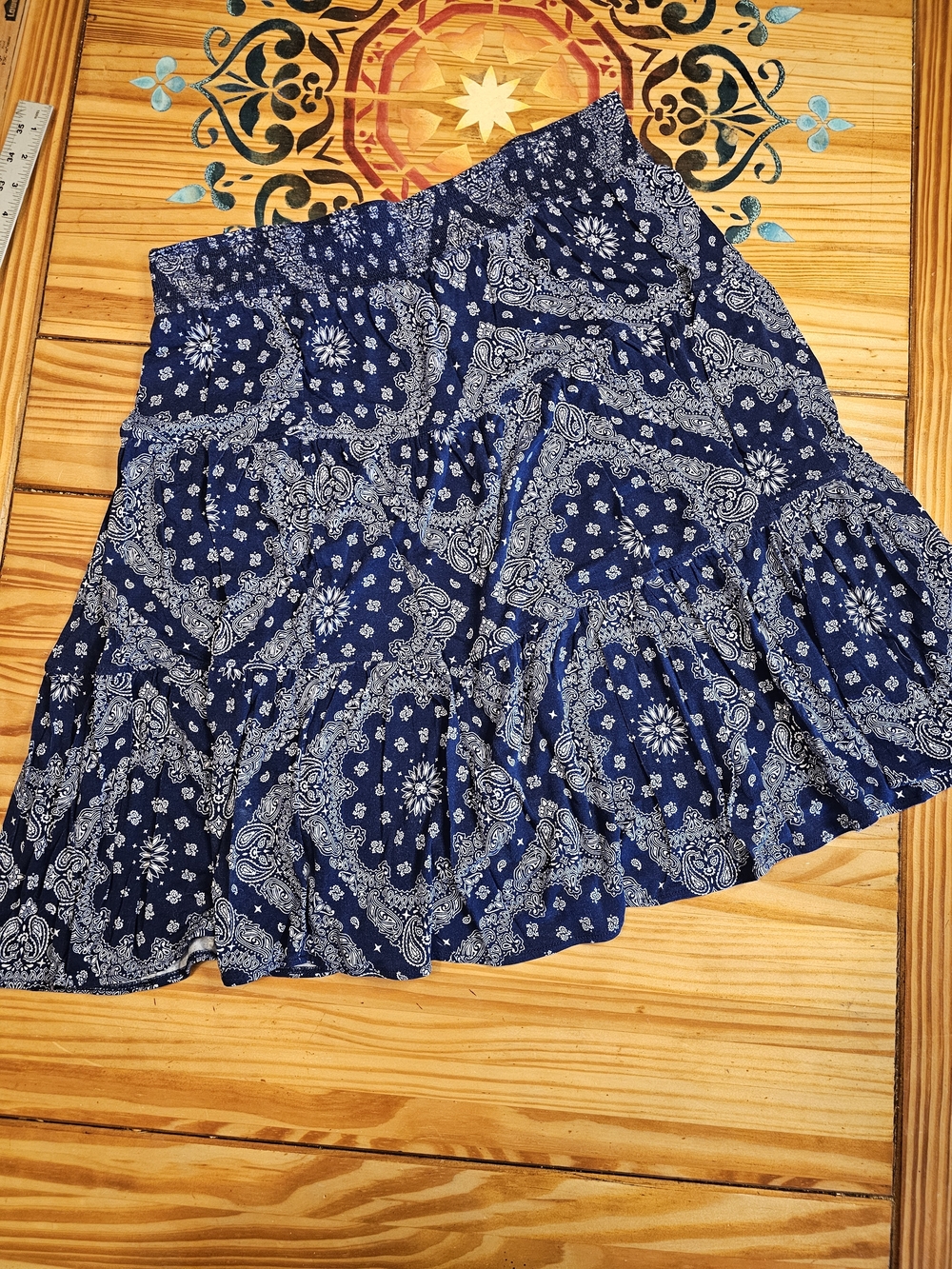 St. John's Bay Blue Paisley Tiered Skirt